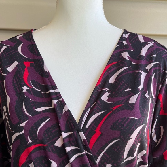 •Dana Buchman• NWT Abstract Pattern Side Ruched Dress - Size 3X - Picture 3 of 9